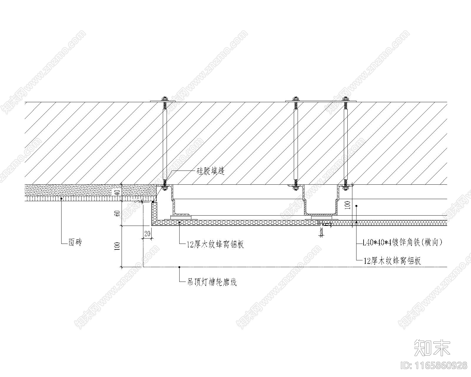 欧式现代吊顶节点cad施工图下载【ID:1165860928】