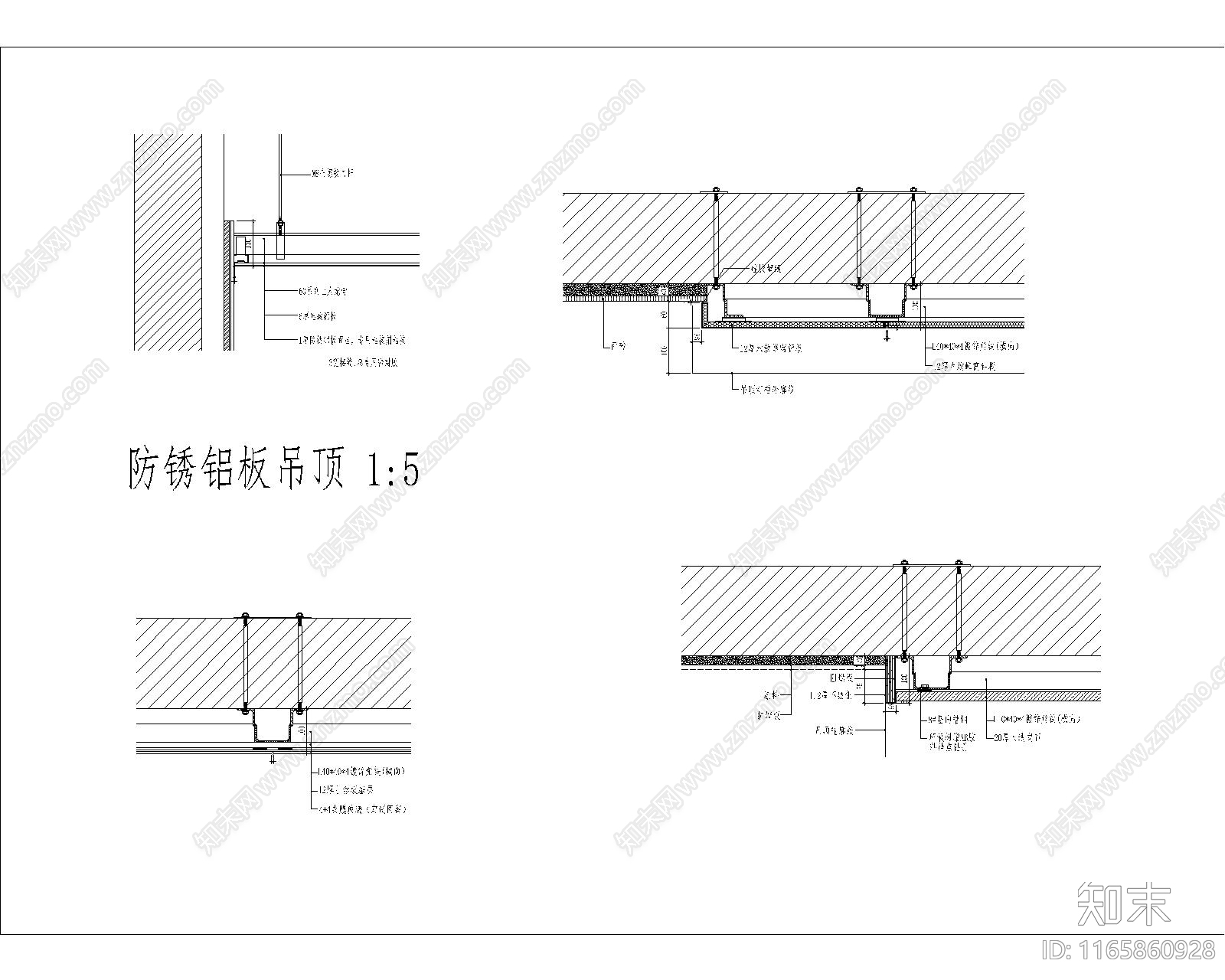 欧式现代吊顶节点cad施工图下载【ID:1165860928】