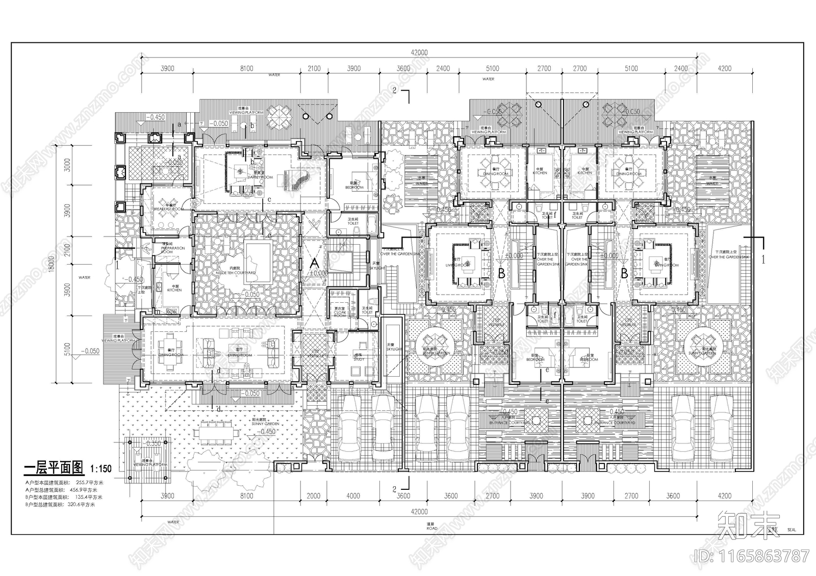 中式别墅建筑cad施工图下载【ID:1165863787】