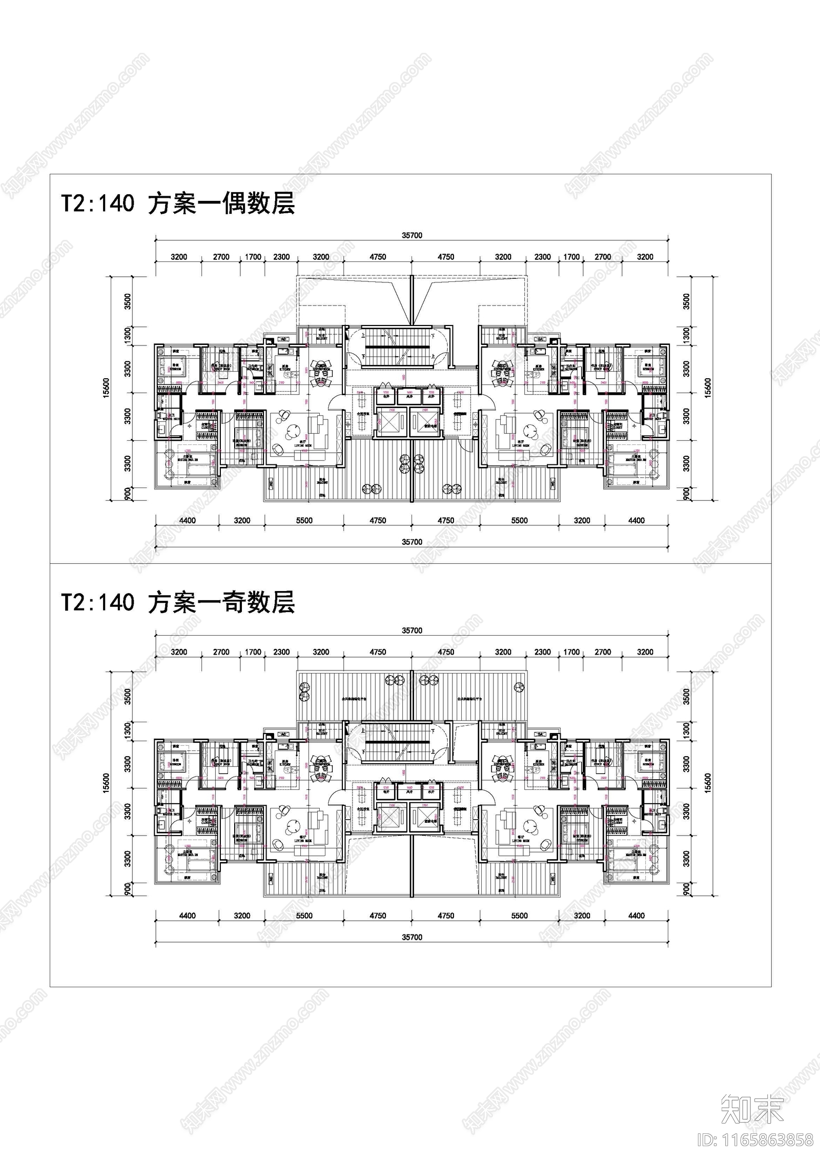 现代住宅楼建筑施工图下载【ID:1165863858】