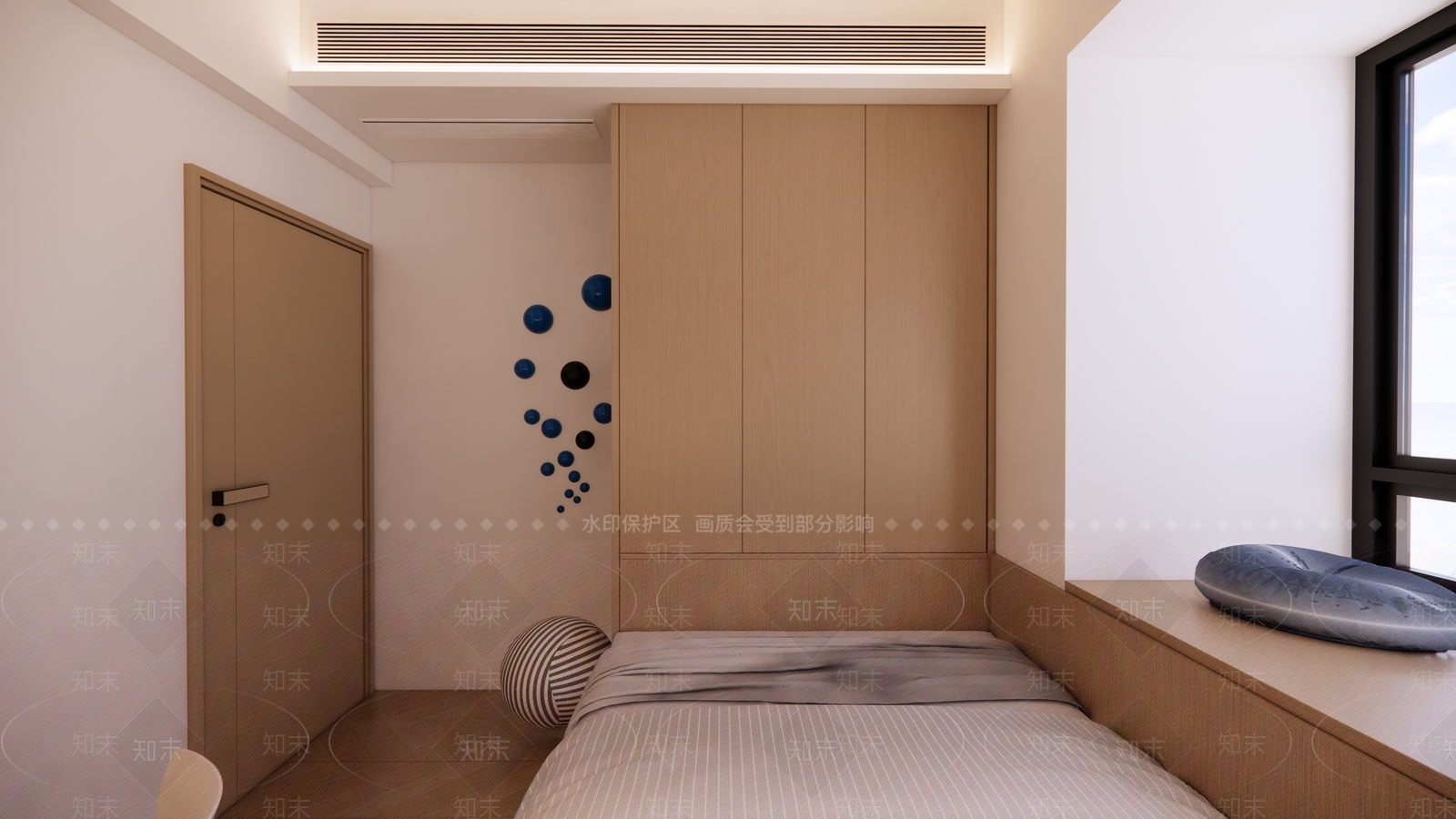 现代原木榻榻米卧室SU模型下载【ID:1165899147】