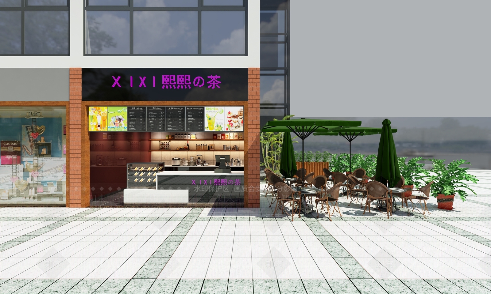 现代奶茶店3D模型下载【ID:1165873285】