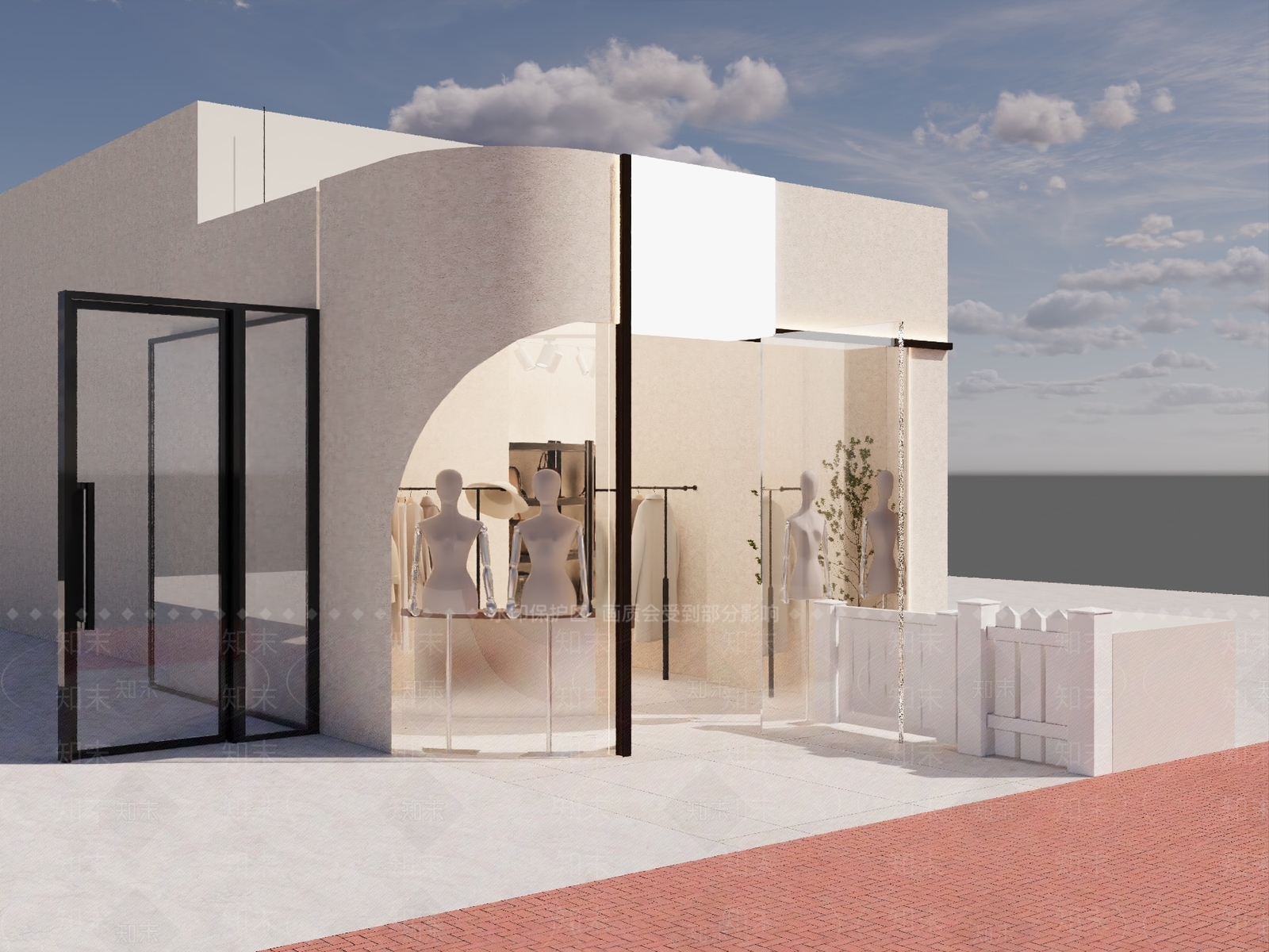 极简奶油服装店3D模型下载【ID:1165874093】