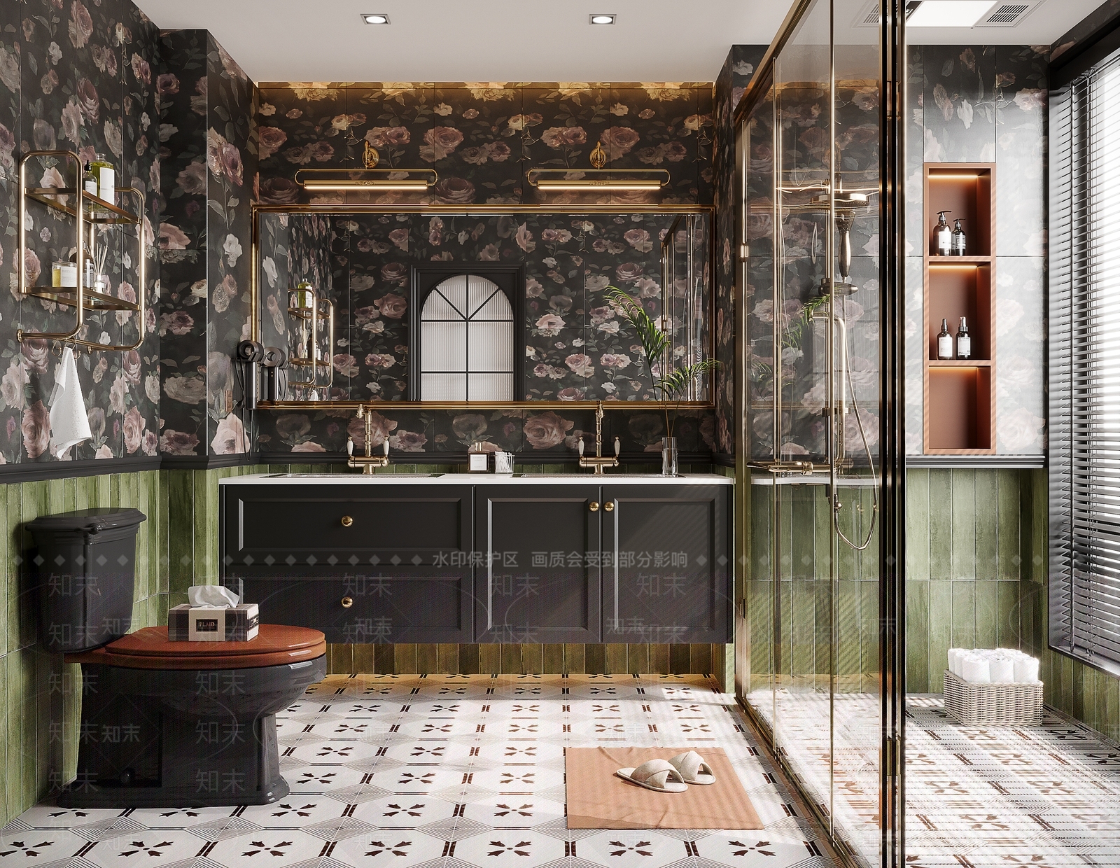 深色悬挂式洗手柜浴室柜3D模型下载【ID:1227261728】