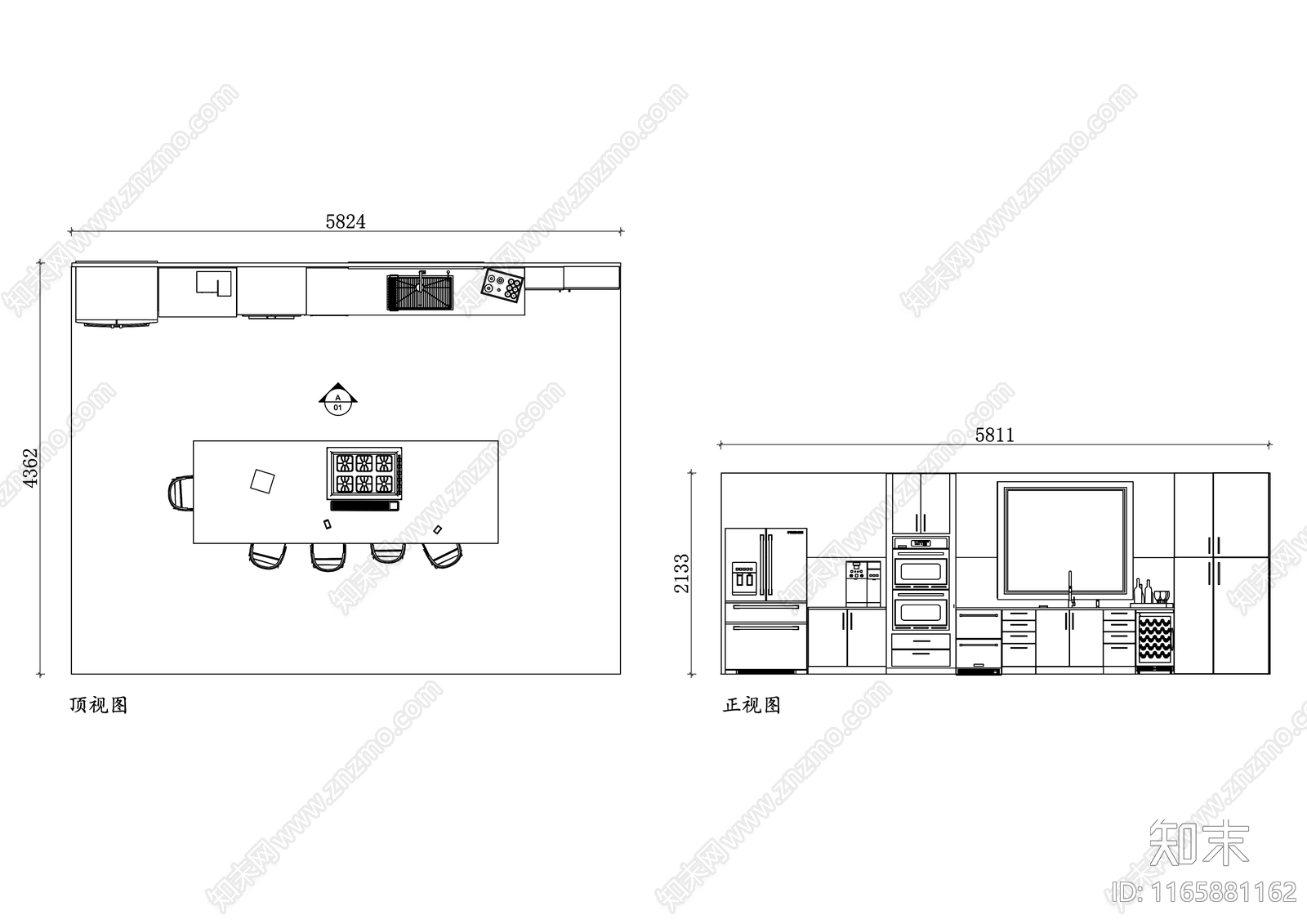 现代柜子cad施工图下载【ID:1165881162】
