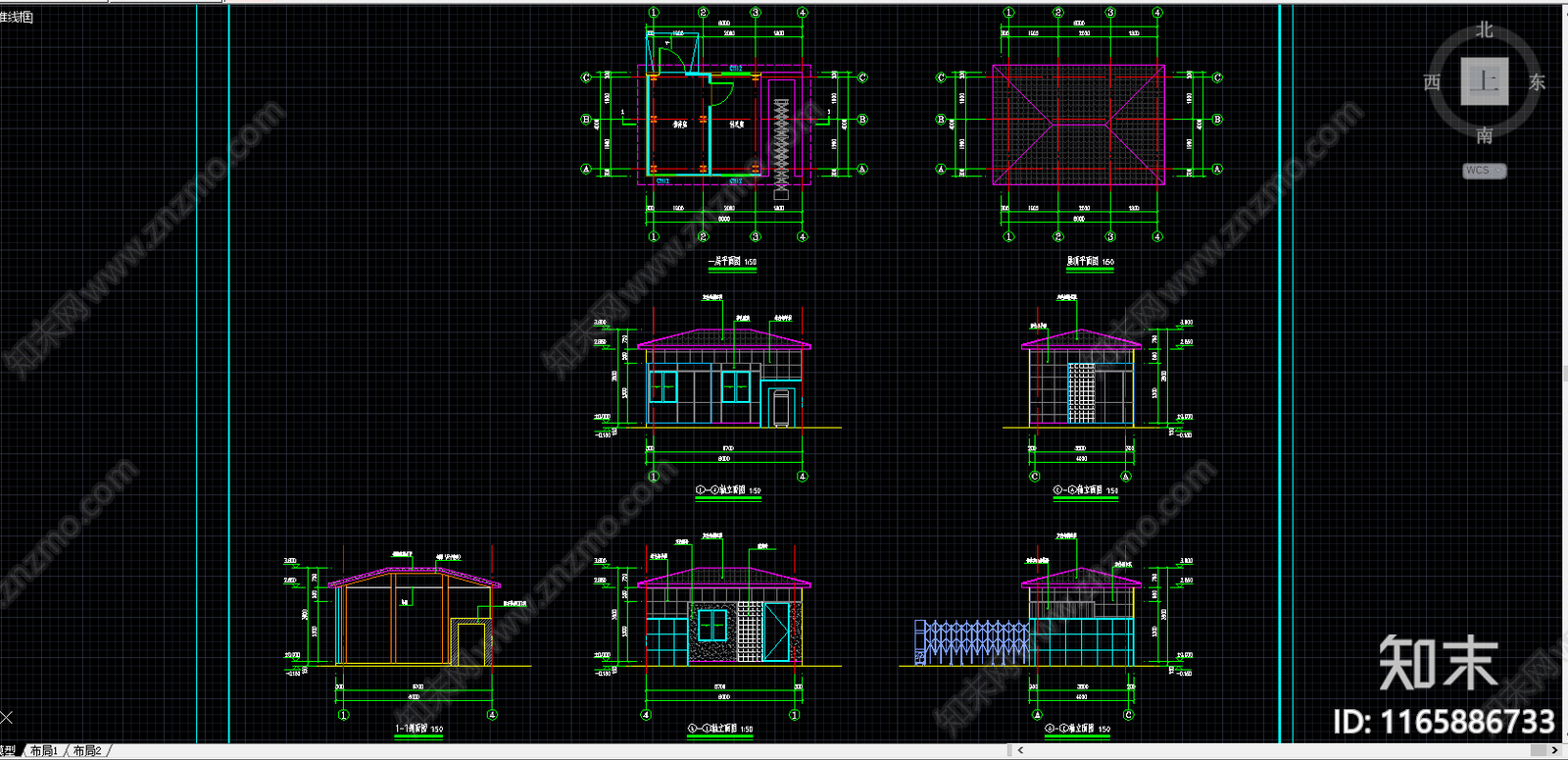 现代新中式其他建筑cad施工图下载【ID:1165886733】