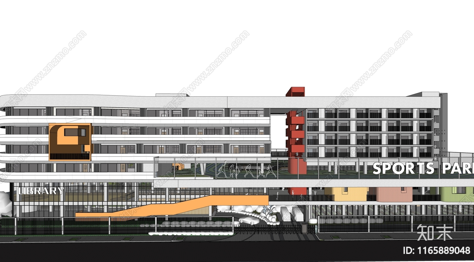 现代学校建筑SU模型下载【ID:1165889048】