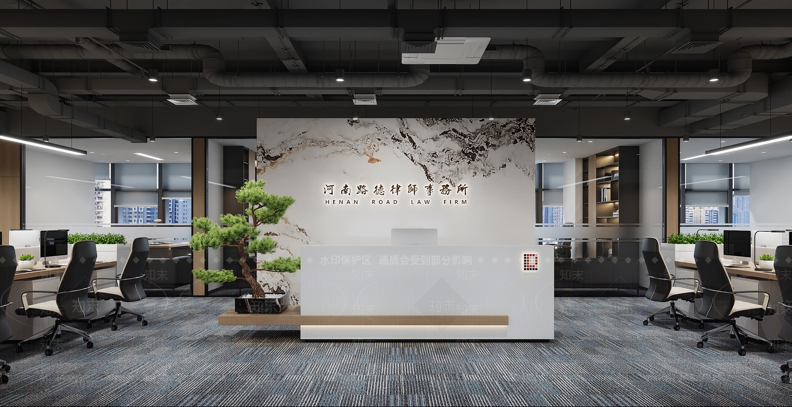 现代办公大厅3D模型下载【ID:1165891062】