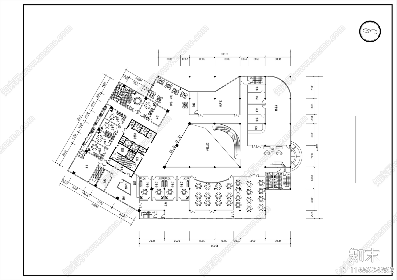 现代酒店建筑cad施工图下载【ID:1165894882】