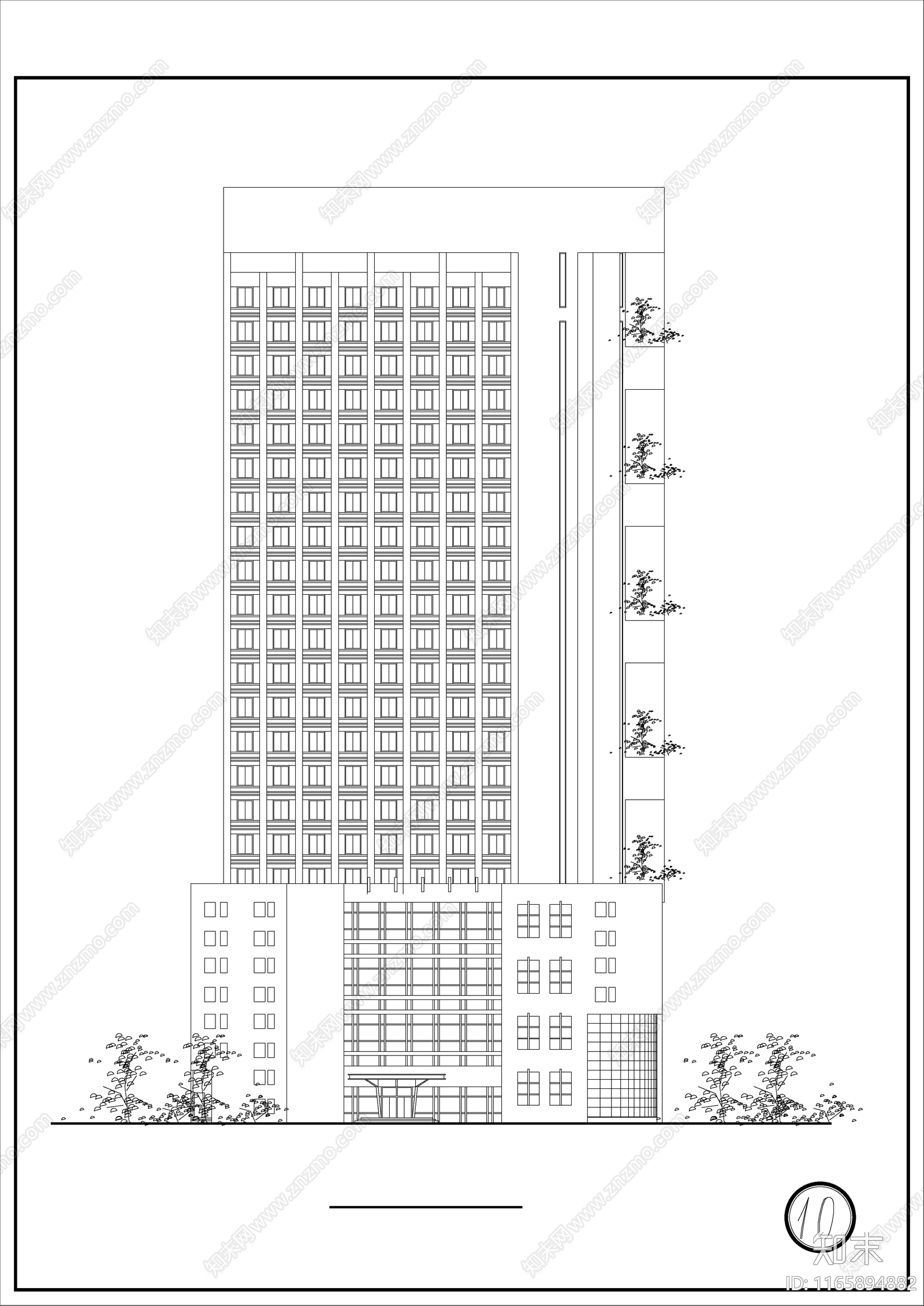 现代酒店建筑cad施工图下载【ID:1165894882】