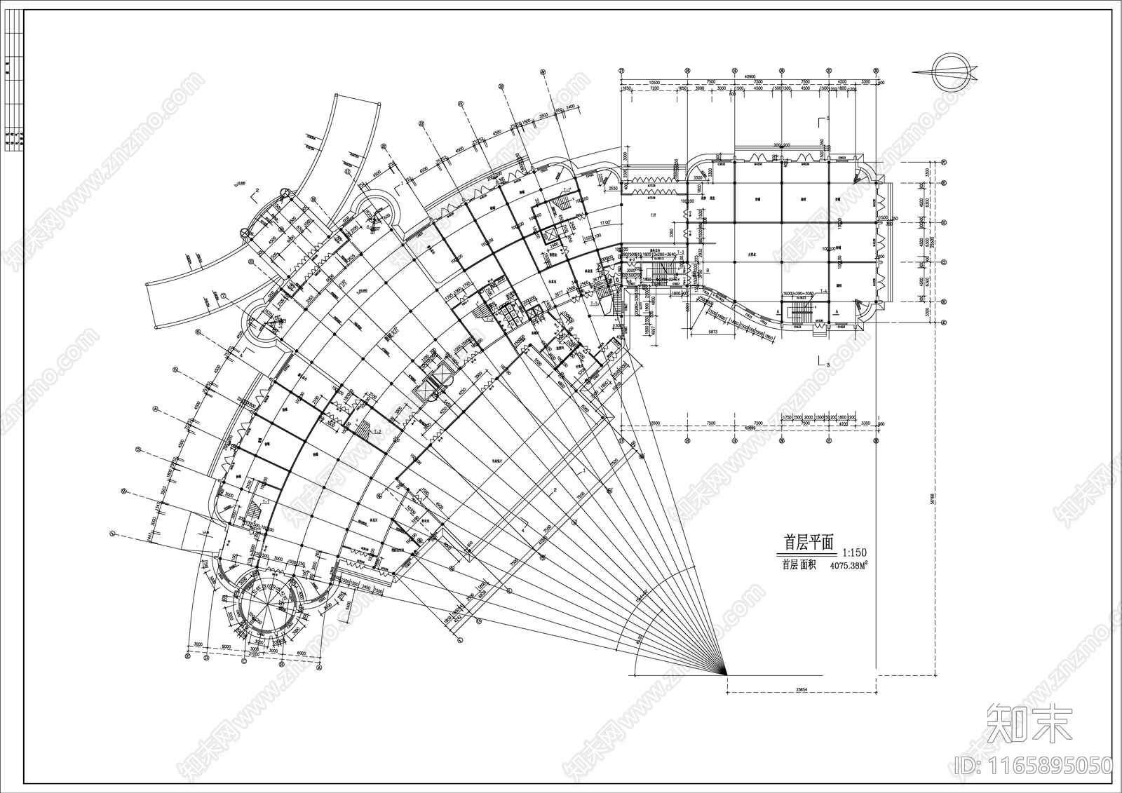 现代酒店建筑cad施工图下载【ID:1165895050】