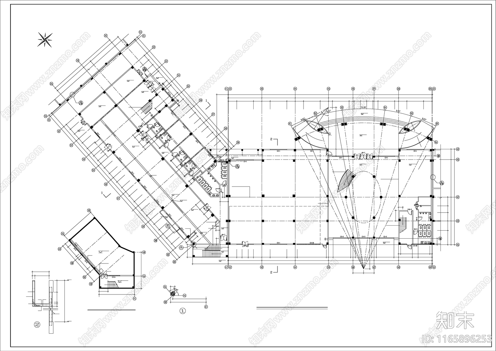 现代酒店建筑cad施工图下载【ID:1165896253】