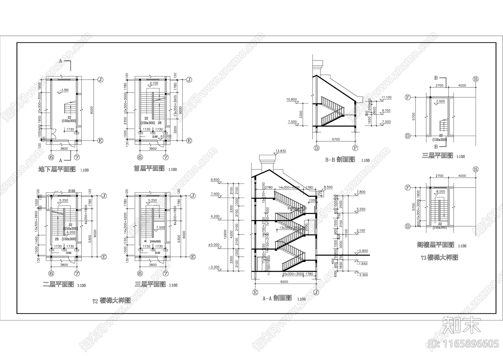 现代酒店建筑cad施工图下载【ID:1165896605】