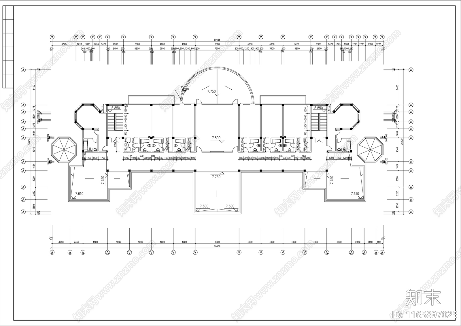 现代酒店建筑cad施工图下载【ID:1165897025】