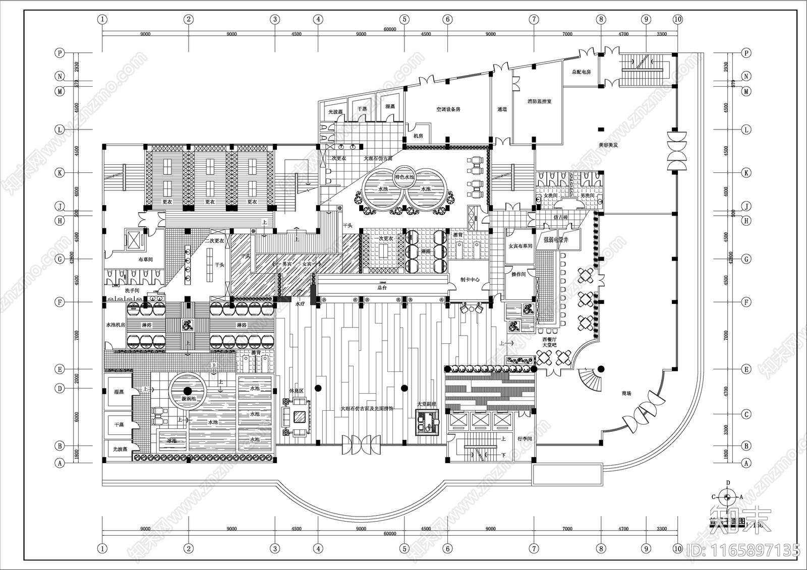 现代酒店建筑cad施工图下载【ID:1165897135】