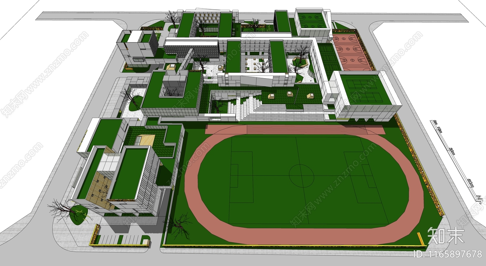 现代简约学校建筑SU模型下载【ID:1165897678】