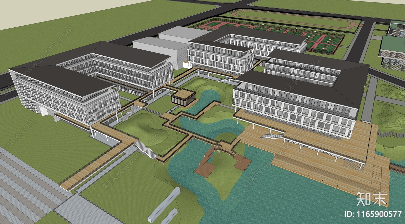 现代学校建筑SU模型下载【ID:1165900577】