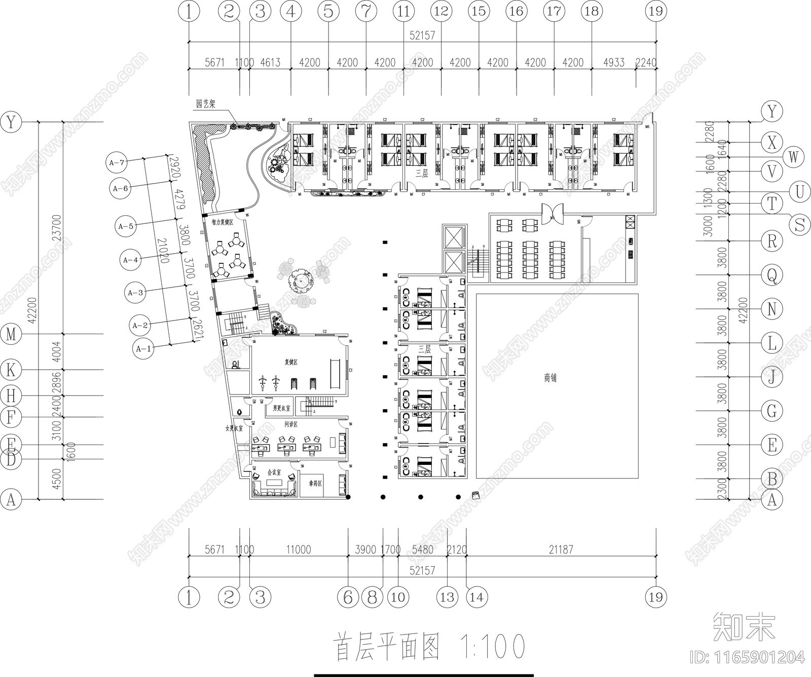 现代养老院cad施工图下载【ID:1165901204】