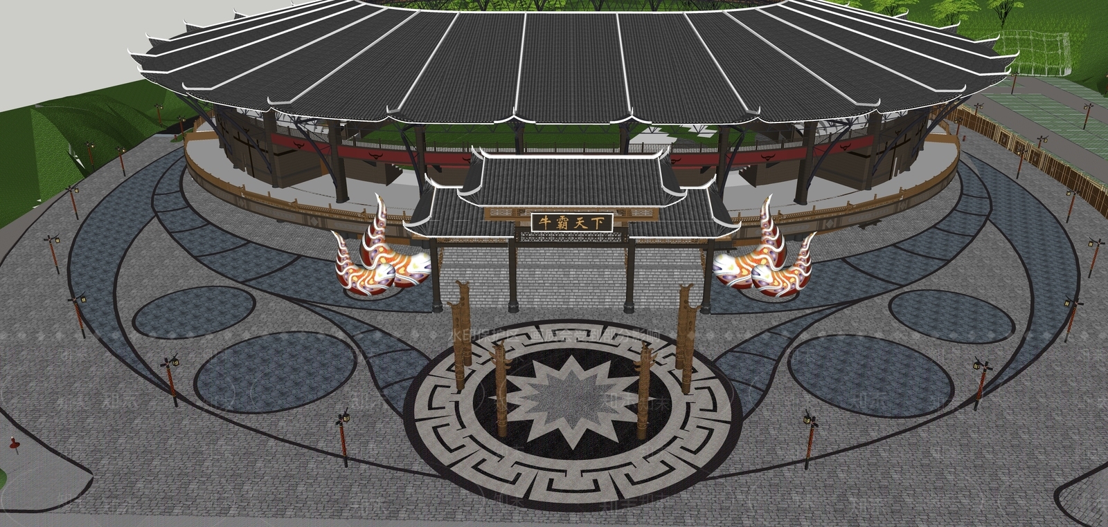 中式现代其他公共建筑SU模型下载【ID:1165902781】