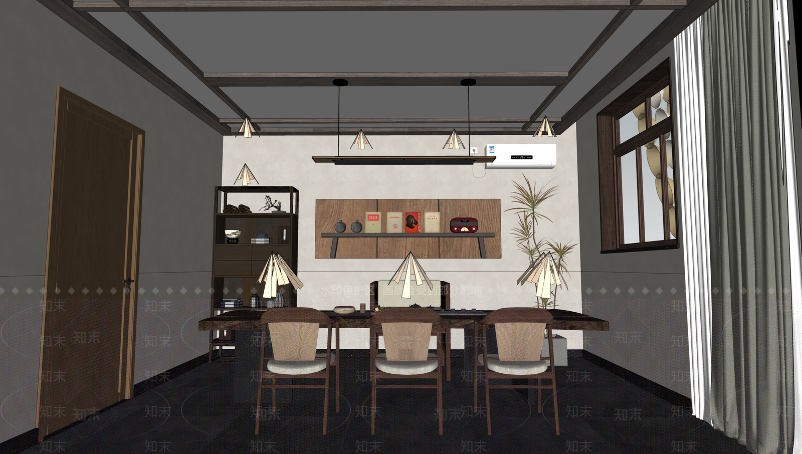 现代复古茶馆SU模型下载【ID:1165905202】