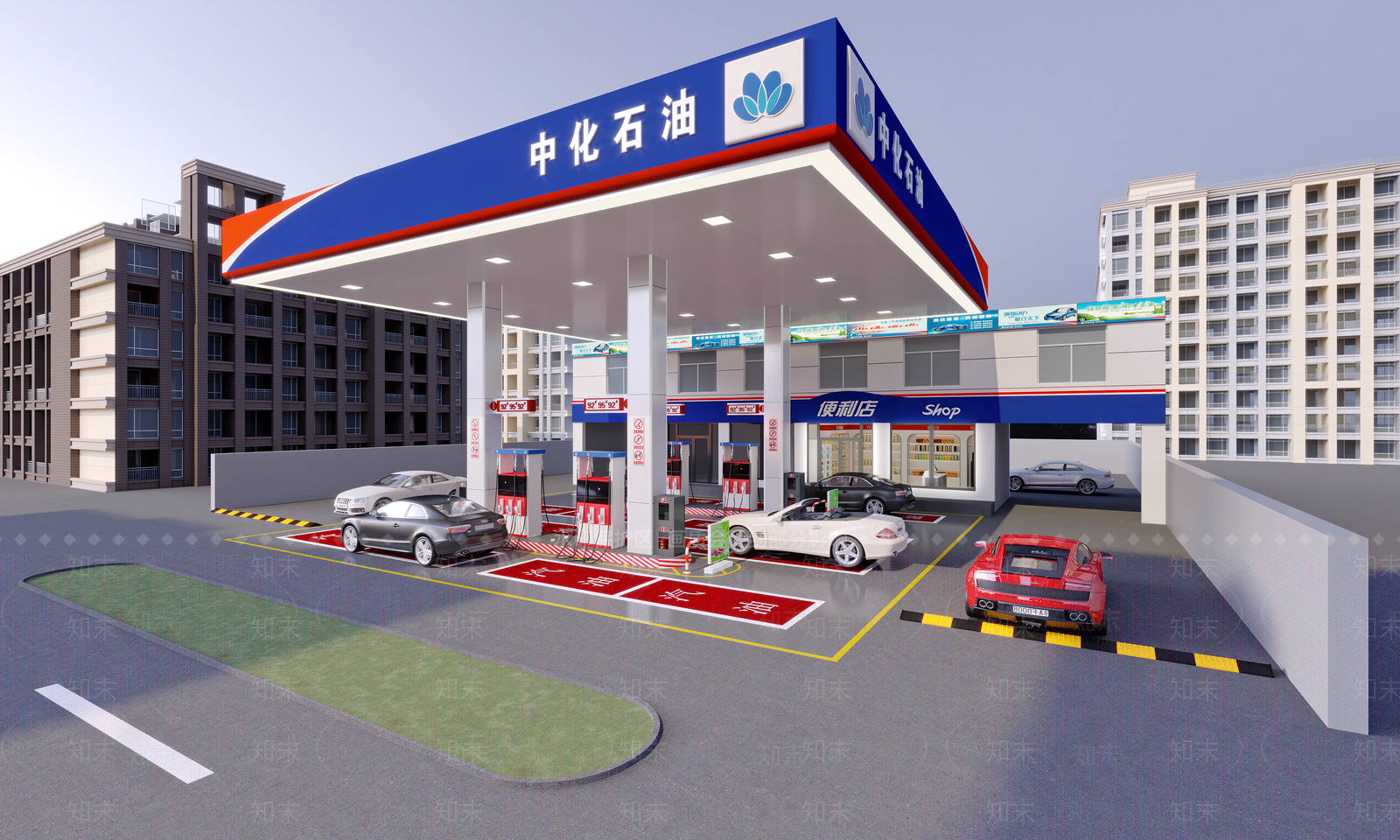 现代加油站3D模型下载【ID:1165906382】