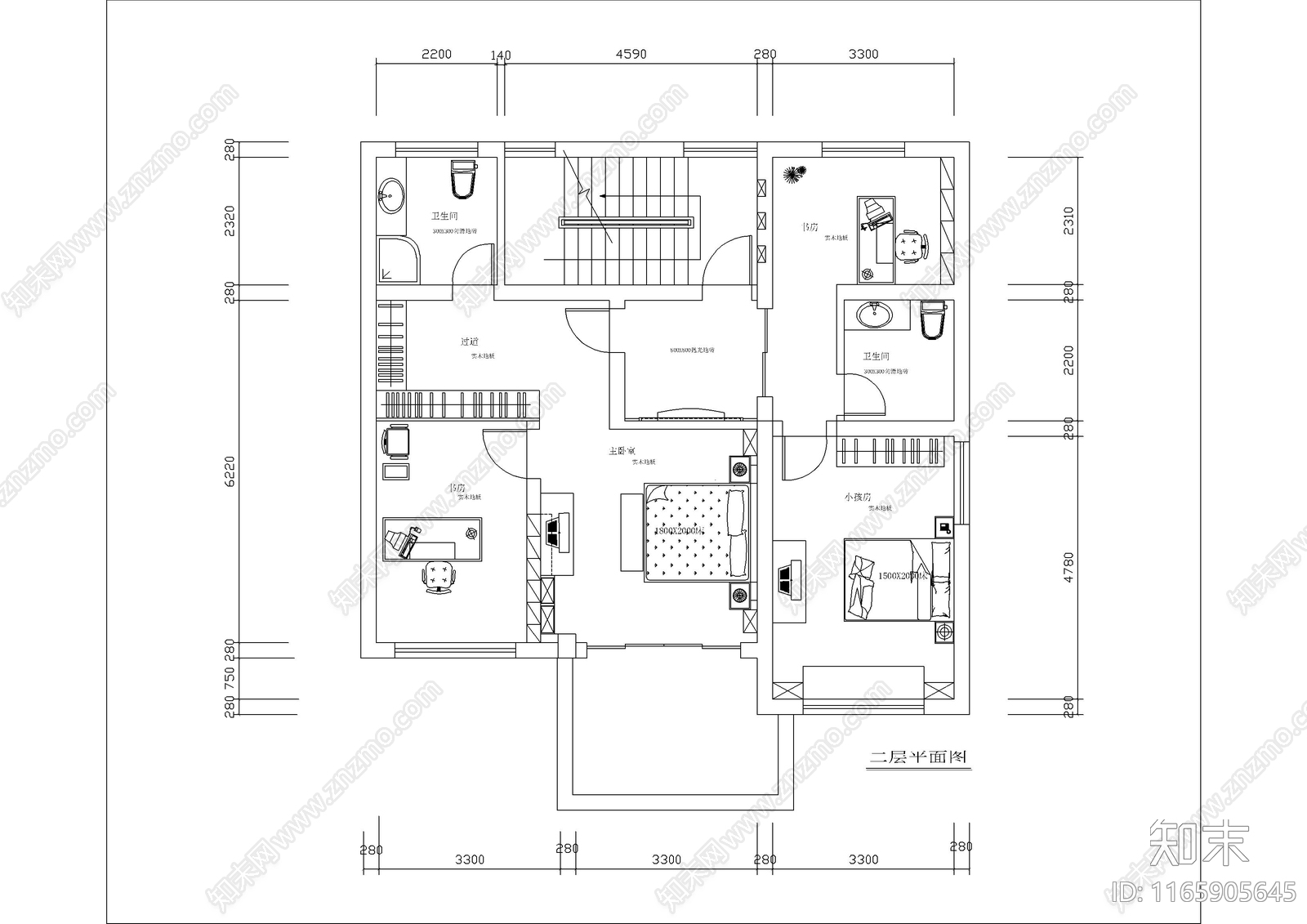 现代别墅建筑cad施工图下载【ID:1165905645】