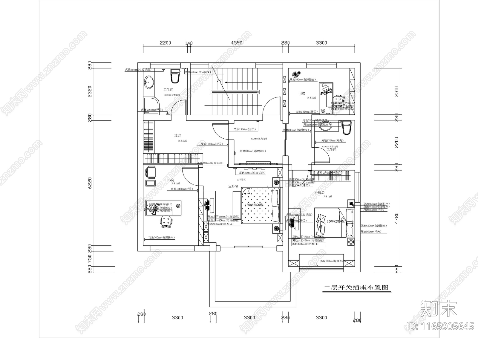 现代别墅建筑cad施工图下载【ID:1165905645】