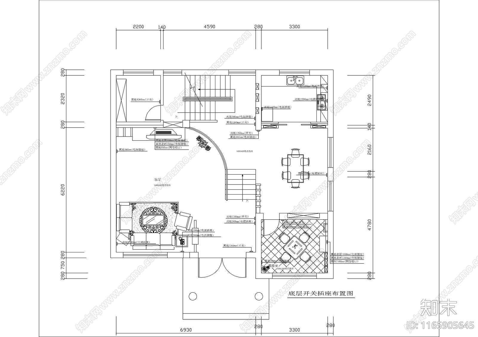 现代别墅建筑cad施工图下载【ID:1165905645】