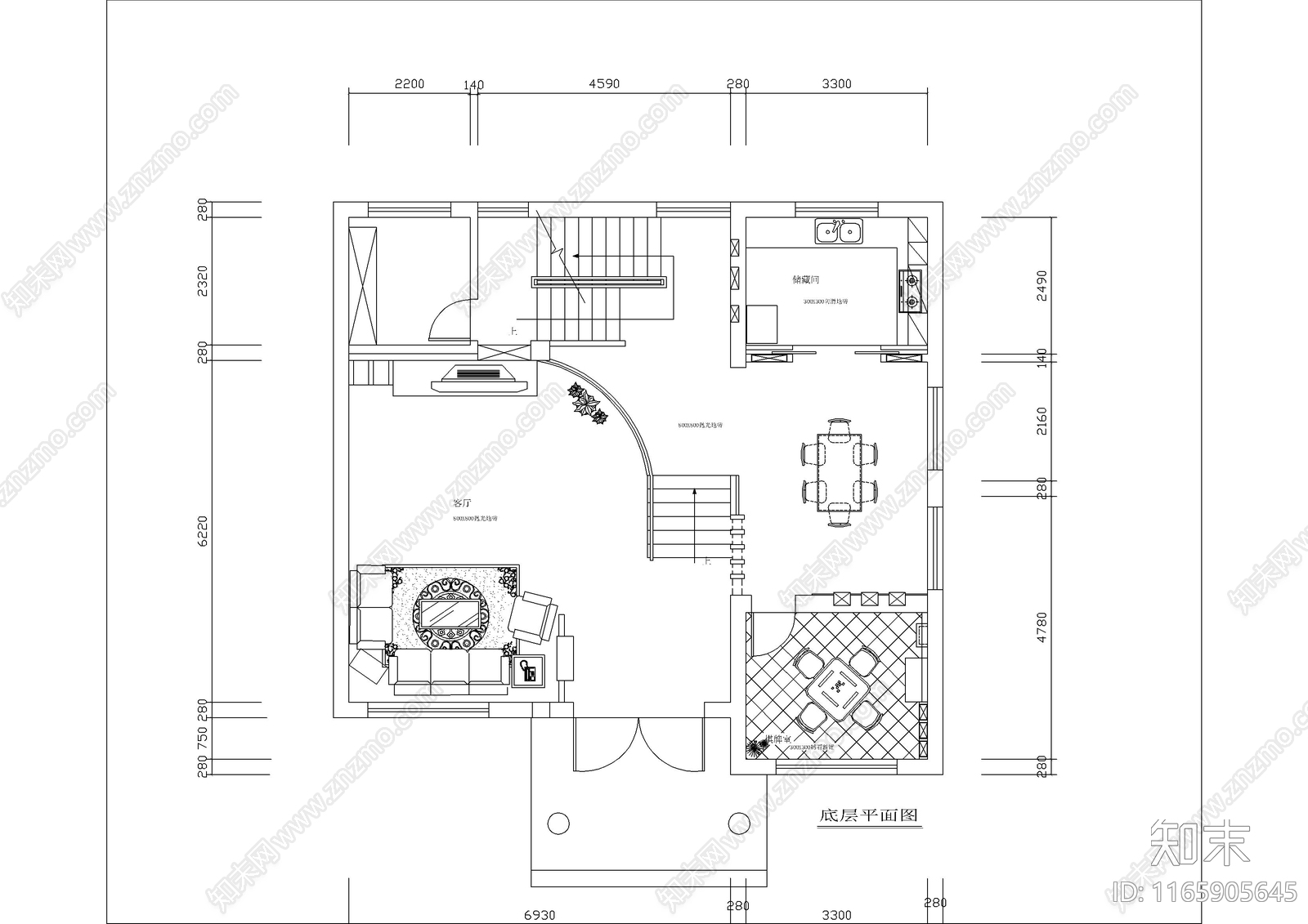 现代别墅建筑cad施工图下载【ID:1165905645】