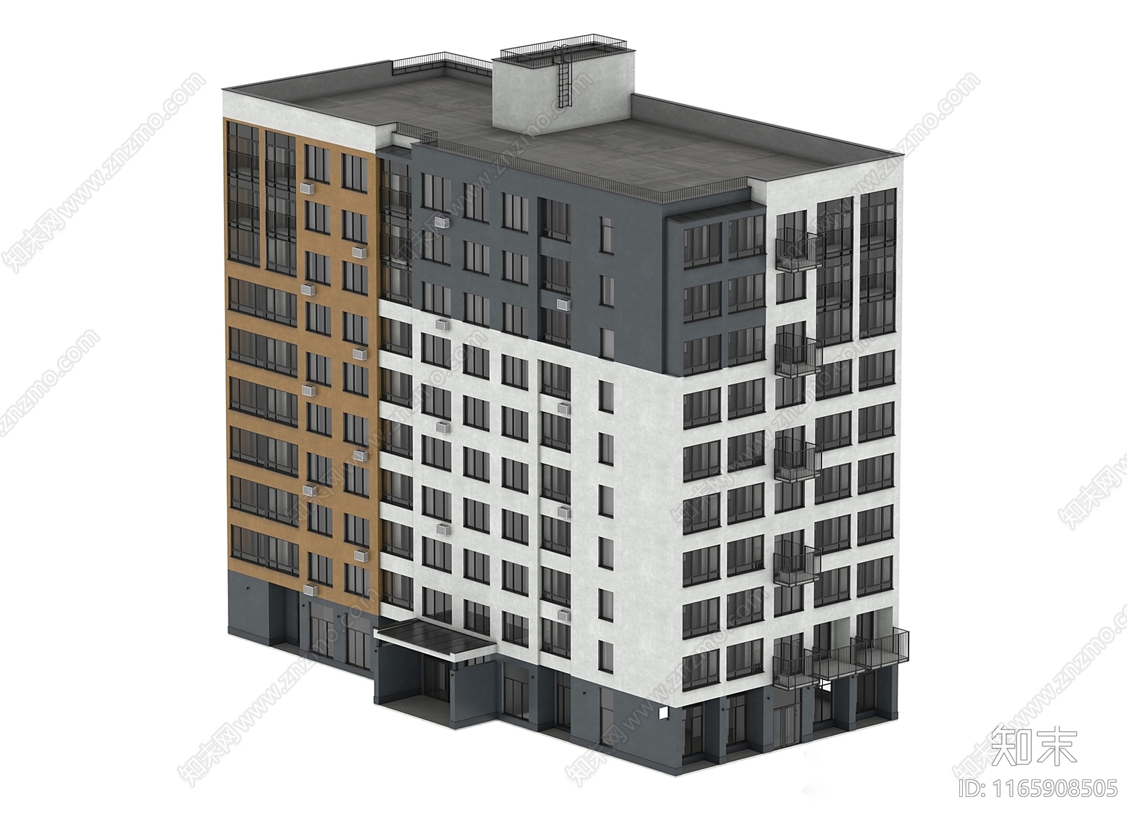 现代高层住宅3D模型下载【ID:1165908505】