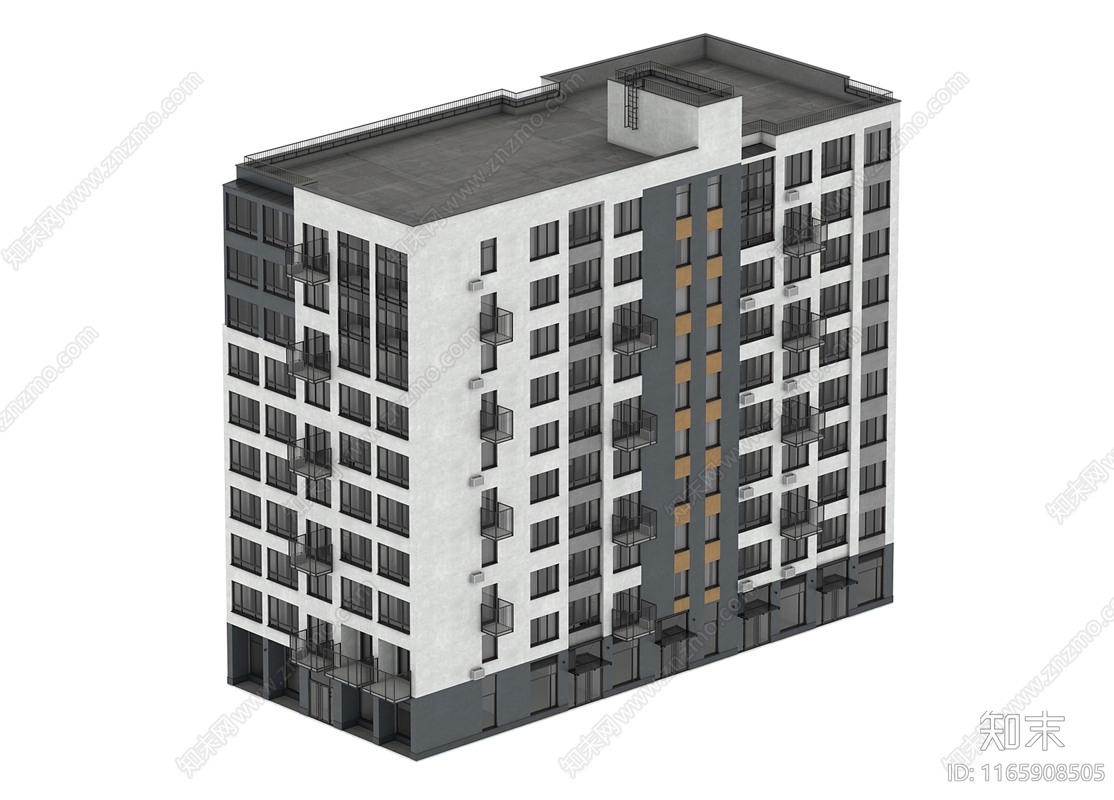 现代高层住宅3D模型下载【ID:1165908505】