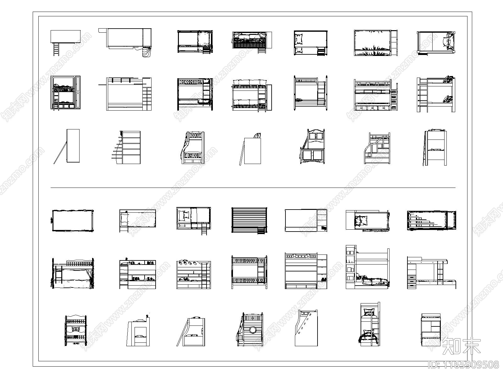 现代床施工图下载【ID:1165909508】