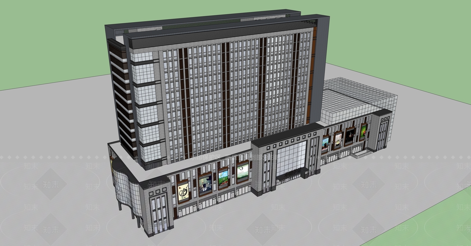 现代商场建筑SU模型下载【ID:1165910216】