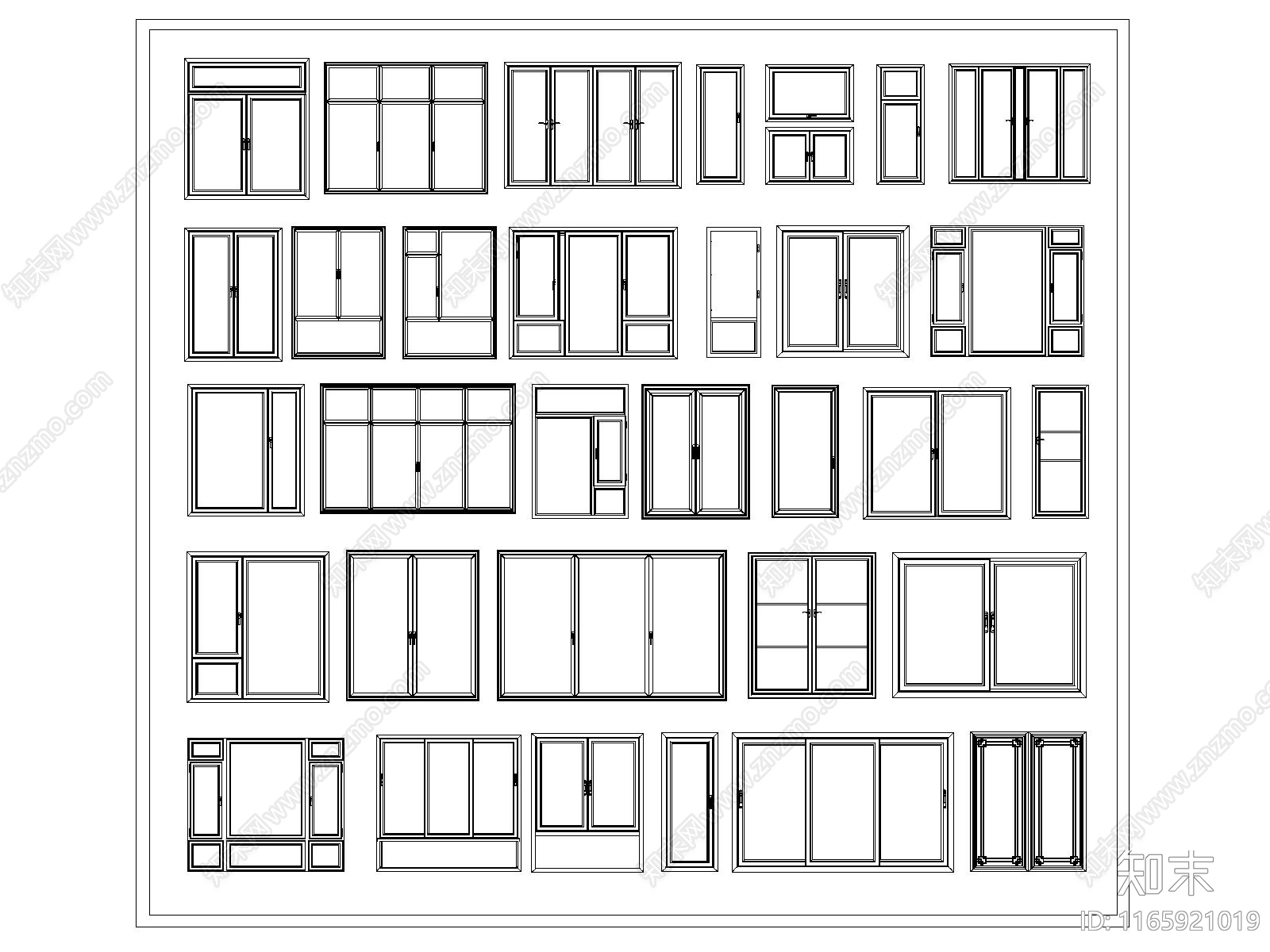 现代窗cad施工图下载【ID:1165921019】