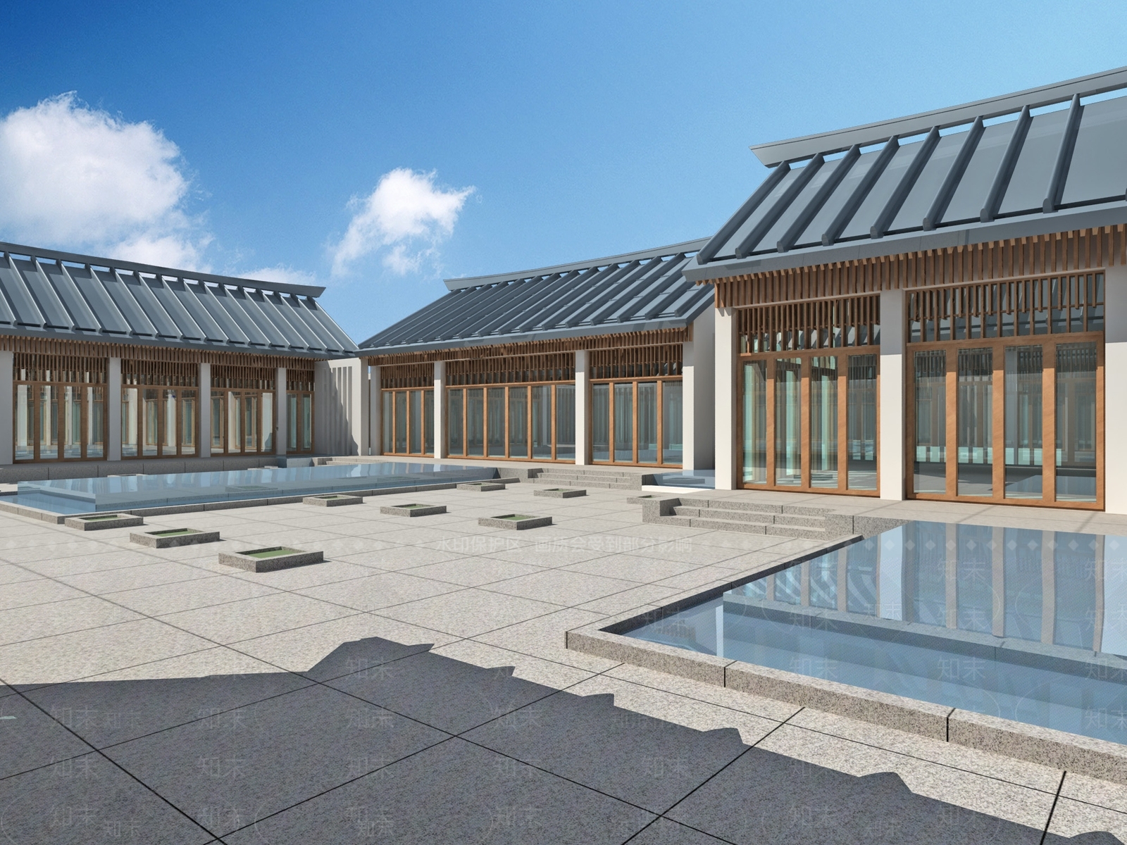 现代新中式售楼处外观3D模型下载【ID:1165921130】