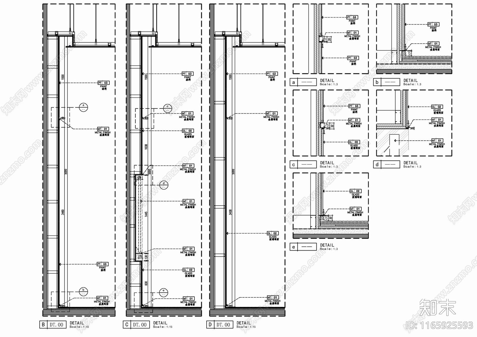 现代墙面节点cad施工图下载【ID:1165925593】