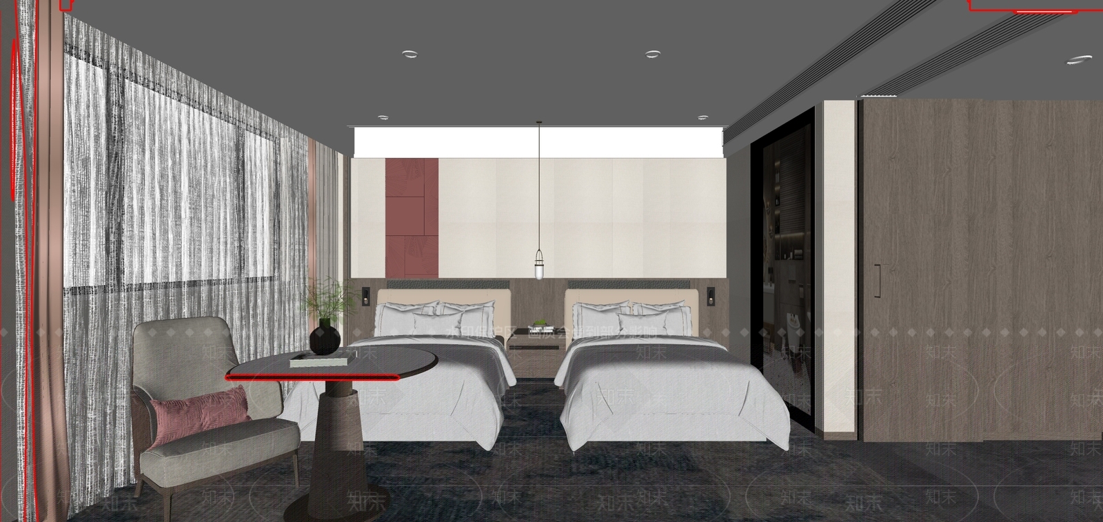 现代酒店客房SU模型下载【ID:1165928481】