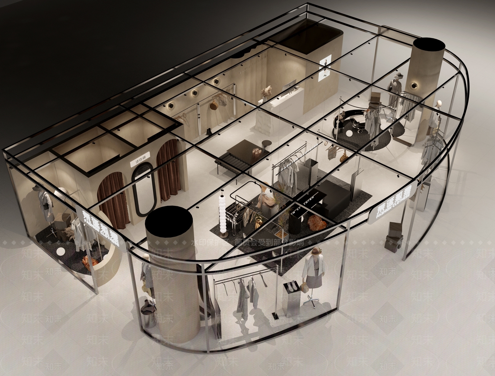 简约中古服装店3D模型下载【ID:1165928977】