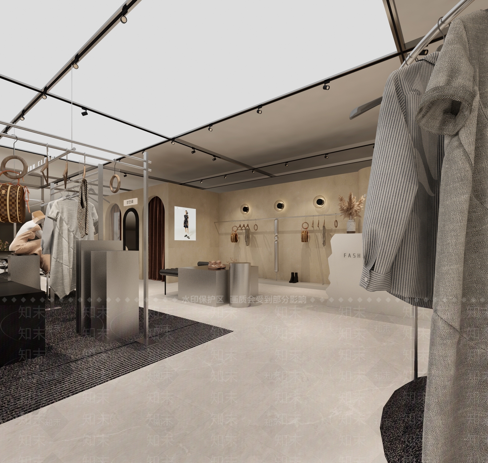 简约中古服装店3D模型下载【ID:1165928977】