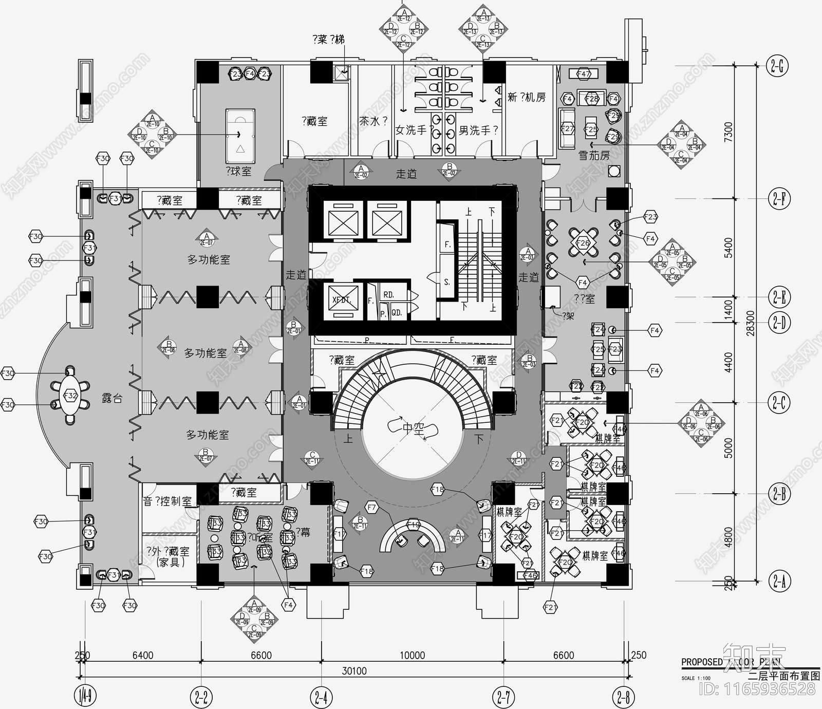 现代轻奢会所cad施工图下载【ID:1165936528】