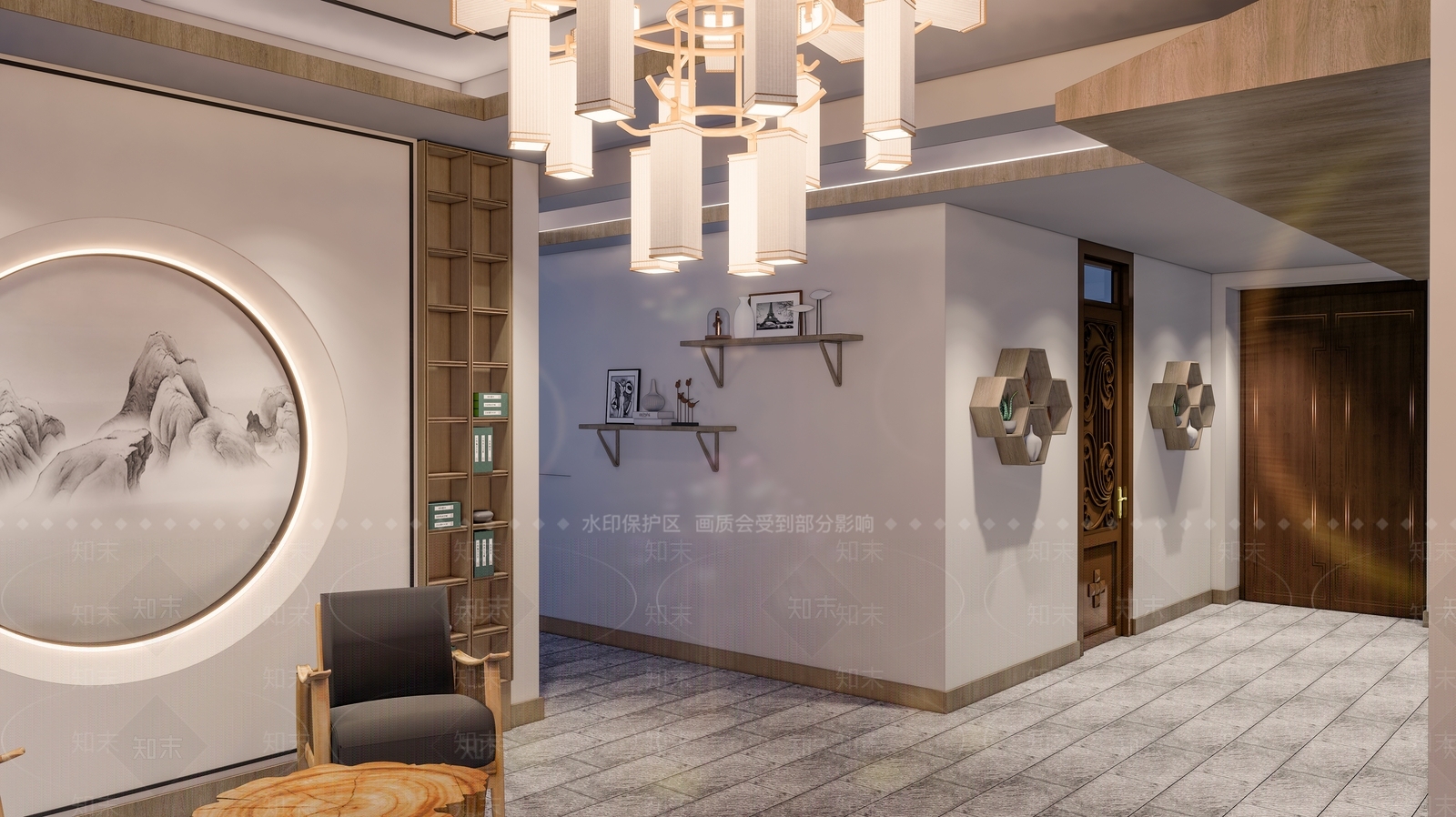 新中式中式包厢SU模型下载【ID:1165937333】