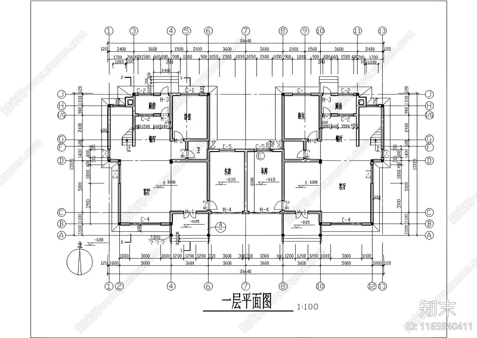 简欧欧式别墅建筑施工图下载【ID:1165940411】