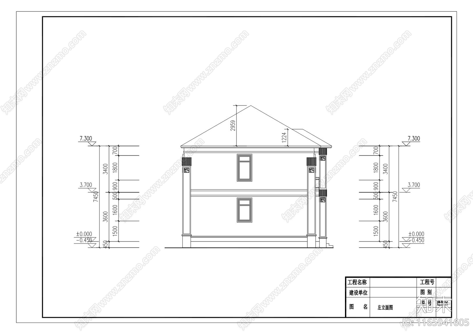 现代新中式别墅建筑施工图下载【ID:1165941605】