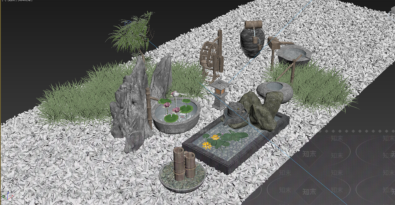新中式假山水景3D模型下载【ID:1165943144】