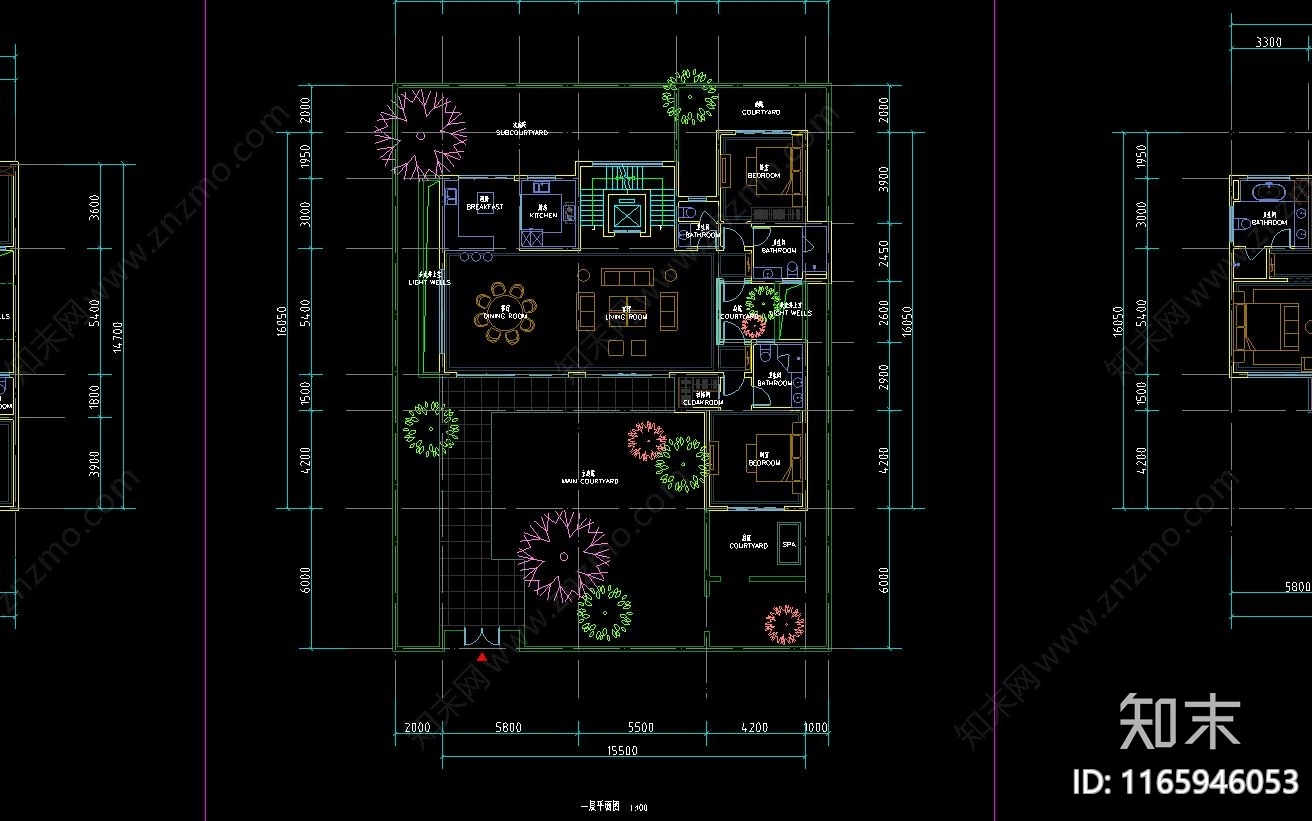 现代别墅建筑cad施工图下载【ID:1165946053】