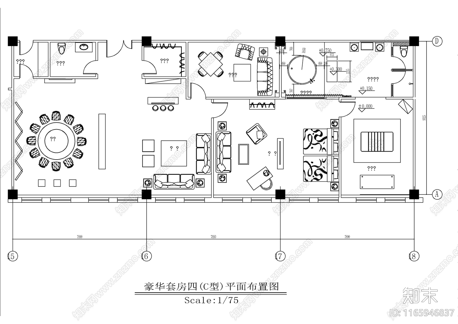 现代会所cad施工图下载【ID:1165946837】