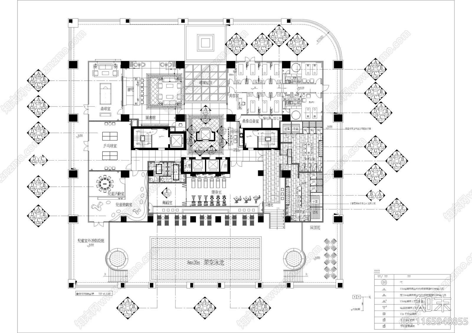 现代会所cad施工图下载【ID:1165948855】