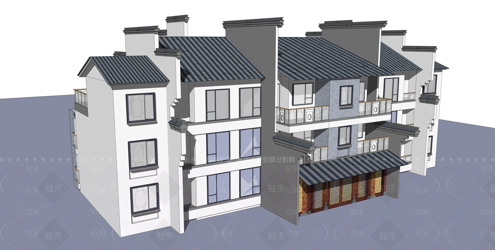 中古餐饮建筑SU模型下载【ID:1165958934】
