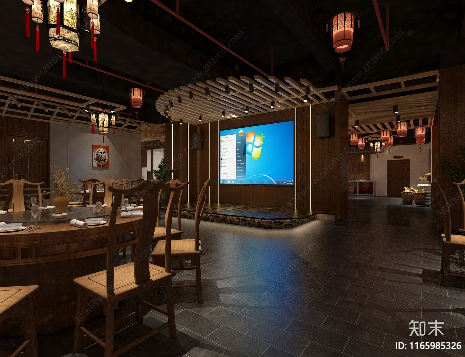 新中式中式中餐厅3D模型下载【ID:1165985326】