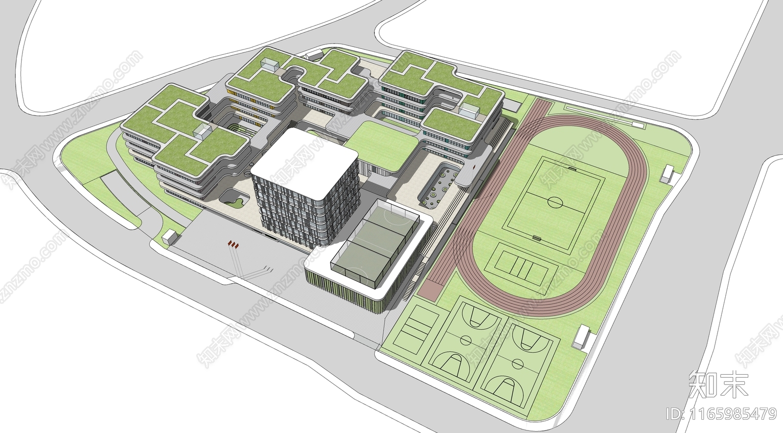 现代学校建筑SU模型下载【ID:1165985479】